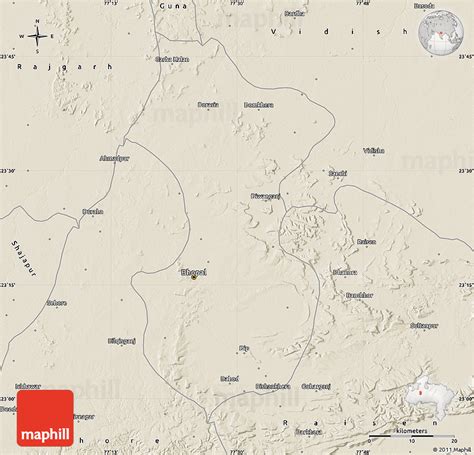 Shaded Relief Map of Bhopal