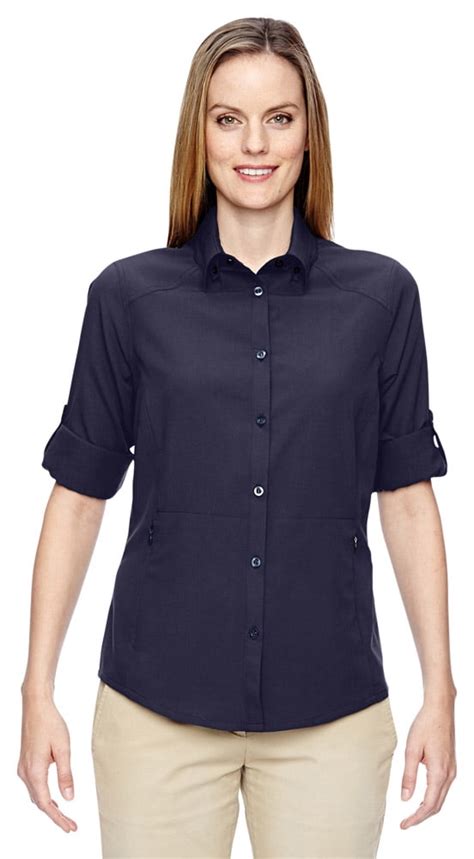 Ash City - Ash City 77047 Ladies Excursion Concourse Performance Shirt -Navy -L - Walmart.com ...