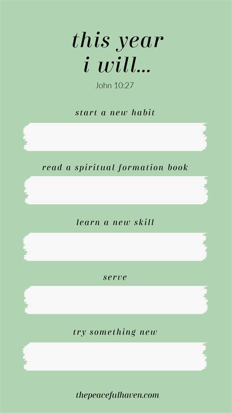 New Years Resolutions and FREE Printable - The Peaceful Haven