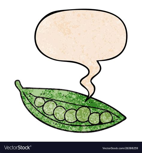 Cartoon peas in pod and speech bubble retro Vector Image