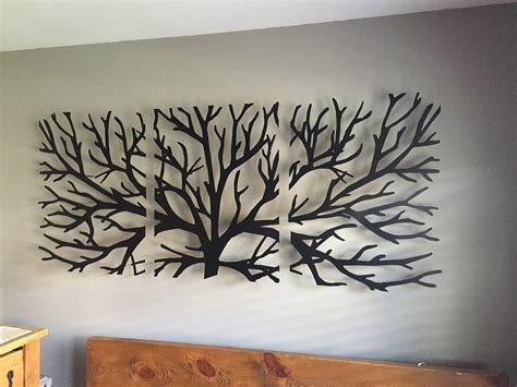 Metal Wall Art Decor 3D Sculpture 3 Piece Tree Brunch Modern - Etsy UK