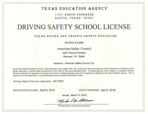 Defensive Driving Course Online Texas Printable Certificate