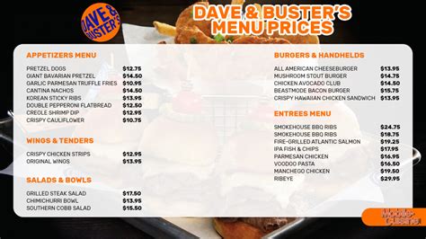 Dave & Buster's Menu Prices + D&B Rewards (2024)