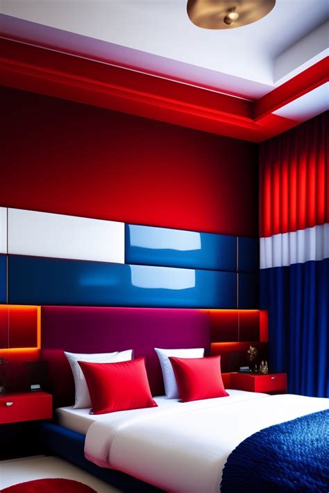 Lexica - Red, blue, bedroom, interior, design