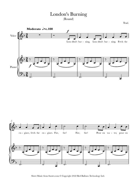 London's Burning (Round) Sheet music for Voice - 8notes.com