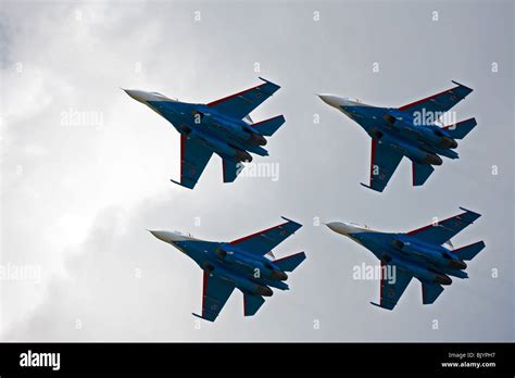 Aerobatic group "Russian Knights". Air show, Novosibirsk Stock Photo ...