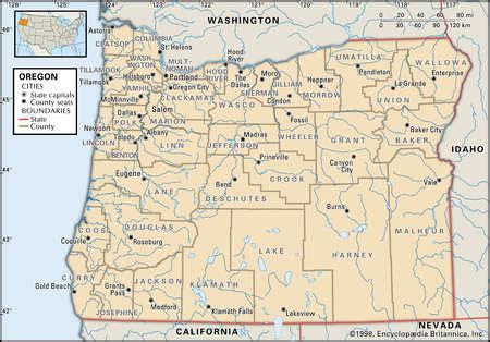 Stock Illustration - Map of the state of Oregon showing counties and ...