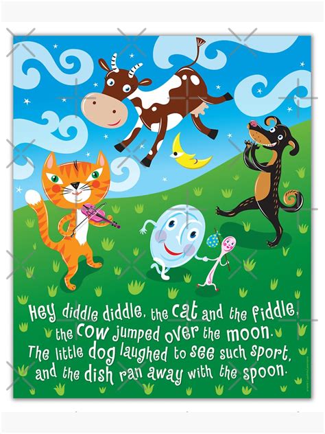 "Hey Diddle Diddle - nursery rhymes" Metal Print by Lyuda | Redbubble