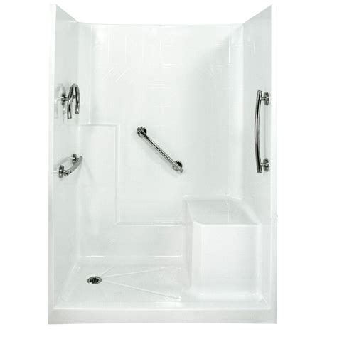 Ella Freedom 33 in. x 60 in. x 77 in. Low Threshold Shower Kit in White with Right Side Seat ...