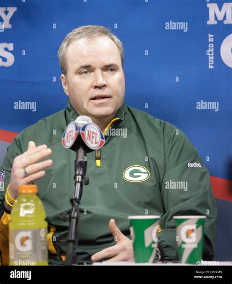 Green Bay Packers head coach Mike McCarthy at Super Bowl Media Day in Cowboys Stadium on ...