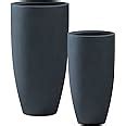 Amazon.com : Kante 31.4" and 23.6" H Charcoal Finish Concrete Tall Planters Large Outdoor Indoor ...