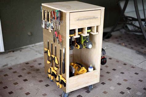 How to Build a DIY Mobile Tool Cart with Pegboard - TheDIYPlan