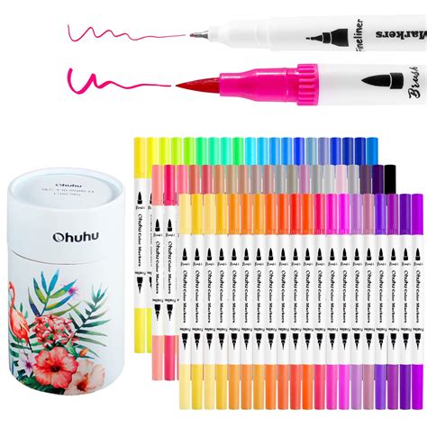 Ohuhu Markers Dual Brush Pens: 60 Colors Double Soft Brush Fine Tipped Art Marker - Water Based ...