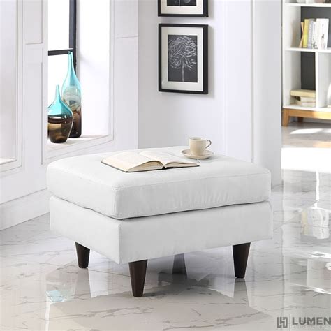 EMPRESS BONDED LEATHER OTTOMAN IN WHITE