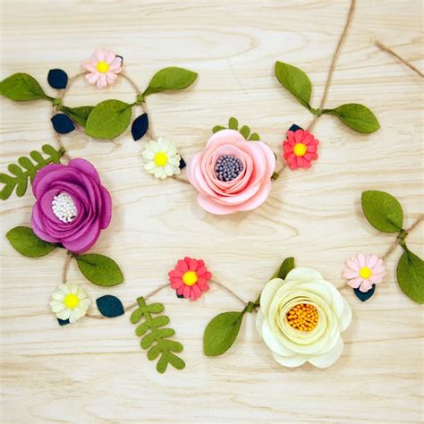 Felt Flowers Handmade Artificial Flowers Vines Craft Kits Bedroom Felt DIY Package Fake Flowers ...