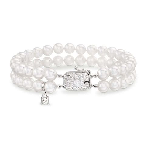 Mikimoto Double Strand Pearl Bracelet - White Gold