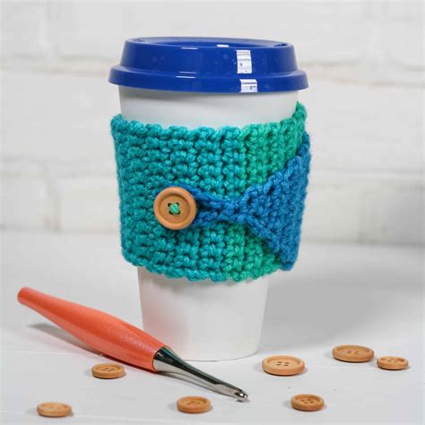 Buttoned Crochet Cup Cozy: How to Crochet - Winding Road Crochet