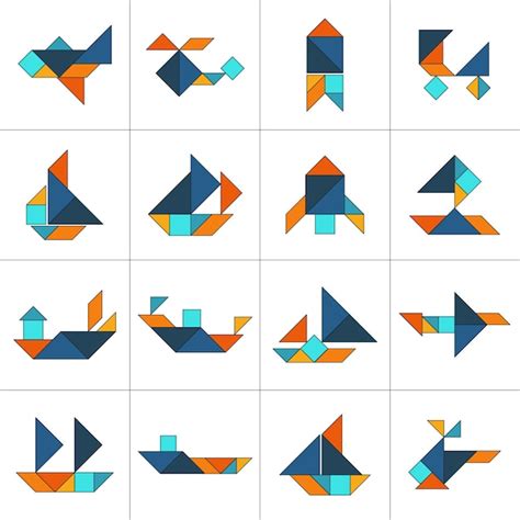 Premium Vector | Tangram puzzle. set of tangram transport. jigsaw for ...