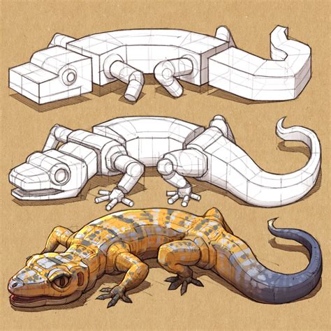 ArtStation - Lizard form study, Howard Hsu | Industrial design sketch, Animal sketches, Animal ...