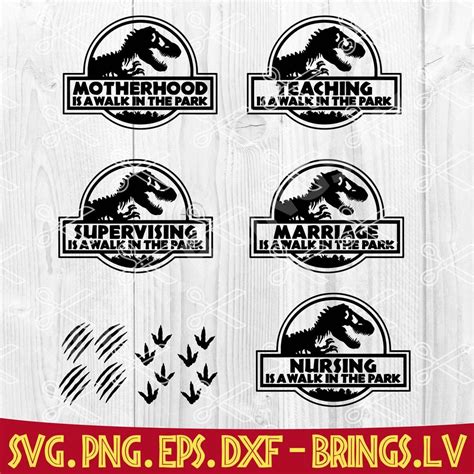 Walk in the Park SVG Bundle - Jurassic Park SVG Cut File - Dinosaur SVG