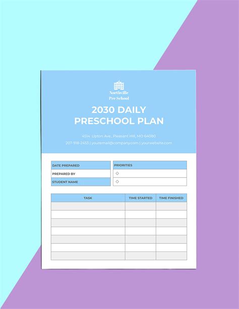 Preschool Planner Template in Word, Pages, PDF - Download | Template.net