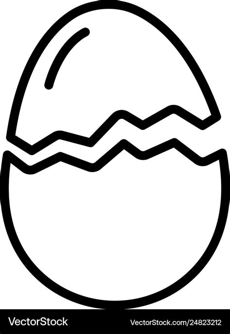 Crack half egg icon outline style Royalty Free Vector Image