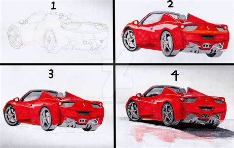 Ferrari 458 spider drawing stages by DavidTheArtNinja1345 on DeviantArt