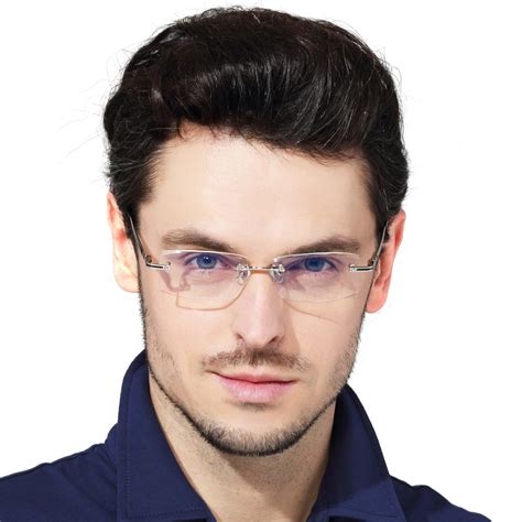 2019 Blue Light Blocking Glasses Men's and Women's frameless glasses radiation high quality ...