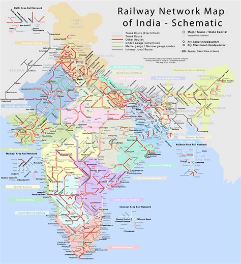 India Railway Network Schematic Map - India • mappery