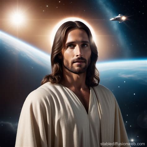 Jesus' Resurrection and Spaceship Background | Stable Diffusion Online