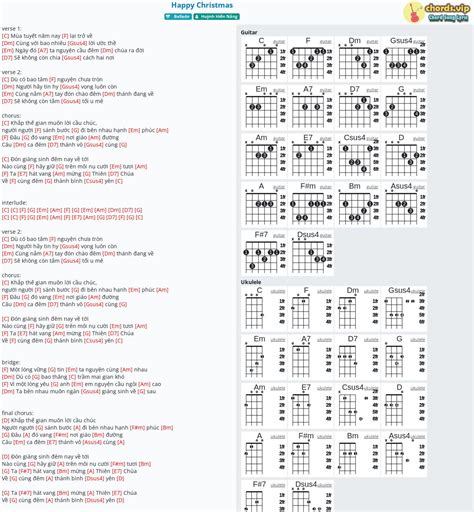 Chord: Happy Christmas - tab, song lyric, sheet, guitar, ukulele ...