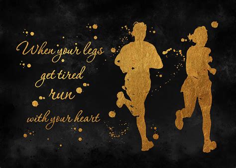 Female And Male Runner Art Print With Running Quote When Your Legs Get ...