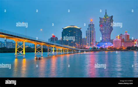 Panorama view of Macau cityscape at night in China Stock Photo - Alamy