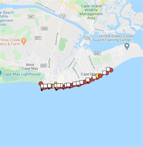 Locations of equipment and facilities. | Cape may, Cape may beach, Beach
