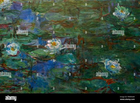 Detail of Blue Water Lilies, nympheas bleus by Claude Monet, 1916-1919 ...