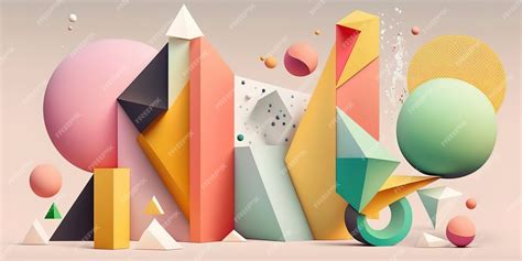 Premium Photo | Colorful geometric shapes with pastel tones