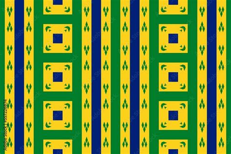 Geometric pattern in the colors of the national flag of Saint Vincent and the Grenadines. The ...