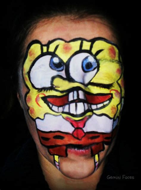 spongebob face painting | Face, Face characters, Face painting