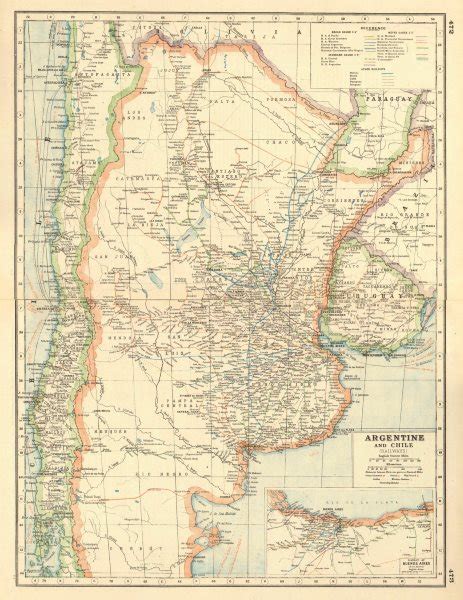 ARGENTINA RAILWAYS. Showing rail gauge & companies. Inset Buenos Aires ...