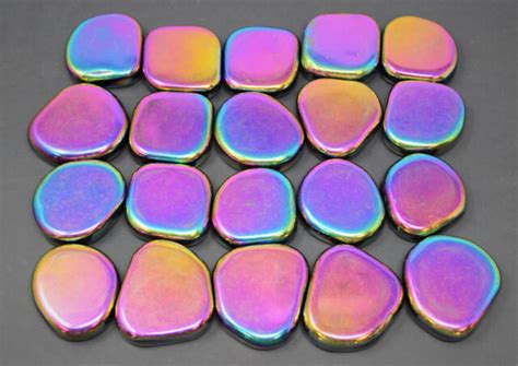 20 XL RAINBOW MAGNETIC Hematite Palm Worry Stones (Crystal Healing Shiny Magnet) | eBay