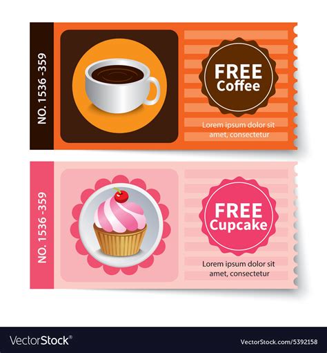 Set of coffee and bakery coupon discount template Vector Image