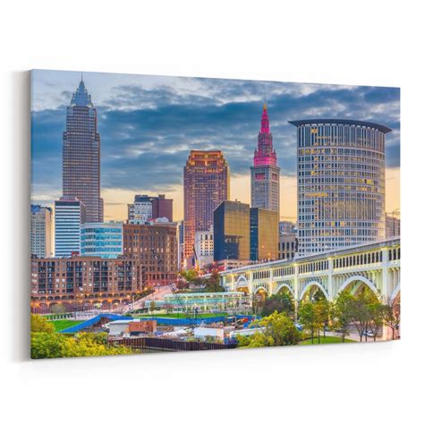 Cleveland Skyline Wall Art Canvas Cleveland Canvas Print Ohio | Etsy