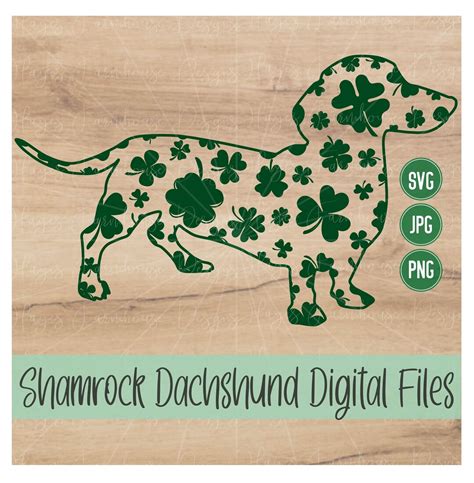 Dachshund SVG PNG JPG Wiener Dog Lucky Dog Shamrock Digital T-shirt Design - Etsy