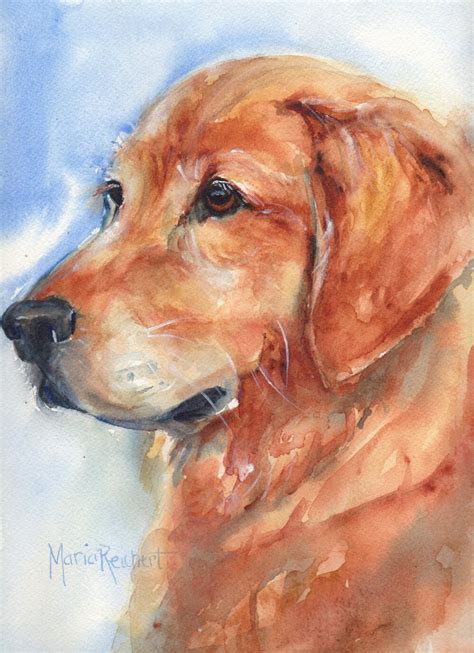 Golden Retriever Watercolor Painting - Etsy