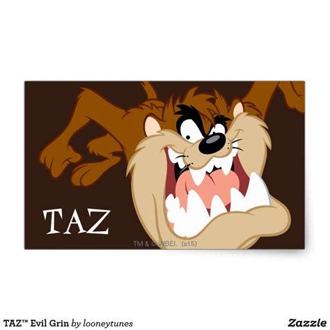 TAZ™ Evil Grin Rectangular Sticker Iconic Characters, Disney Characters, Fictional Characters ...