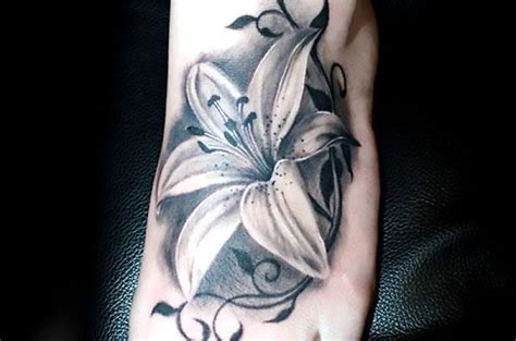 Black and Gray Water Lily Tattoo Idea