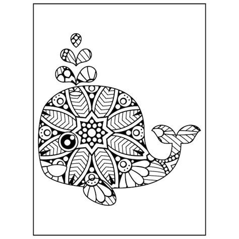 Dibujos de mandalas de animales del océano para colorear | Vector Premium