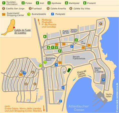 Caleta de Fuste on Fuerteventura - Topography including position plan ...