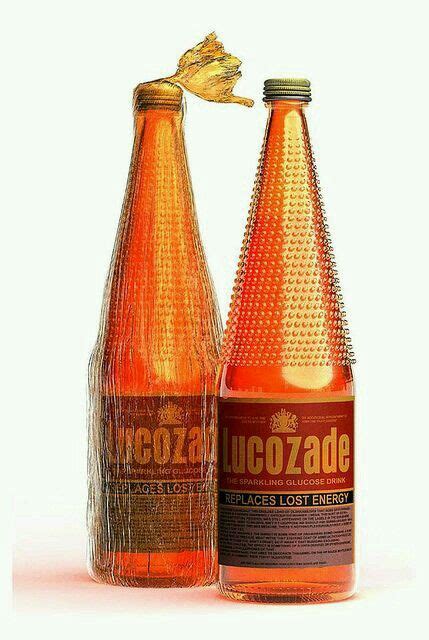 Old style, lucozade in glass bottle and crinkly orange plastic wrap ...