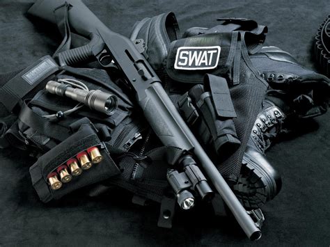 HD Wallpaper: SWAT Shotgun and Gear